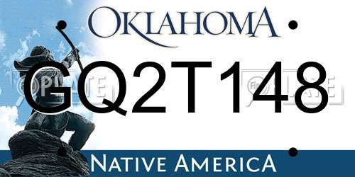 GQ2T148 Oklahoma License Plate