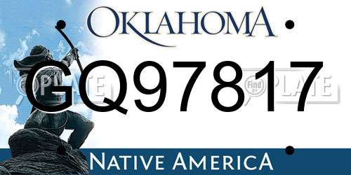 GQ97817 Oklahoma License Plate