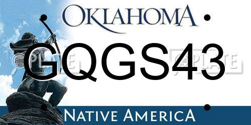 GQGS43 Oklahoma License Plate