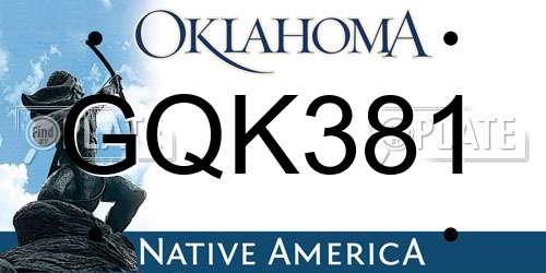 GQK381 Oklahoma License Plate