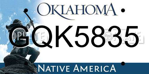 GQK5835 Oklahoma License Plate