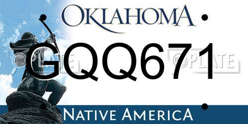 GQQ671 Oklahoma License Plate