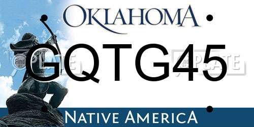GQTG45 Oklahoma License Plate