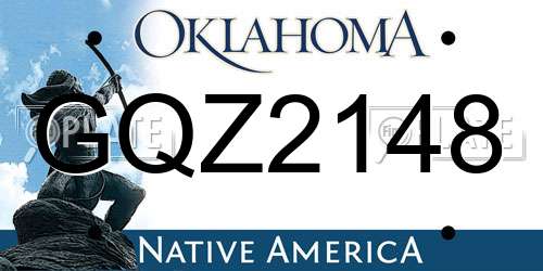 GQZ2148 Oklahoma License Plate