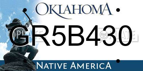 GR5B430 Oklahoma License Plate