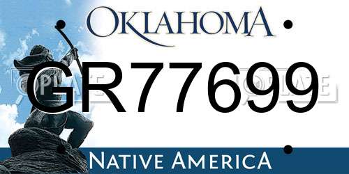 GR77699 Oklahoma License Plate
