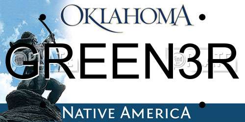 GREEN3R Oklahoma License Plate