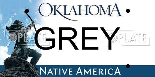 GREY Oklahoma License Plate