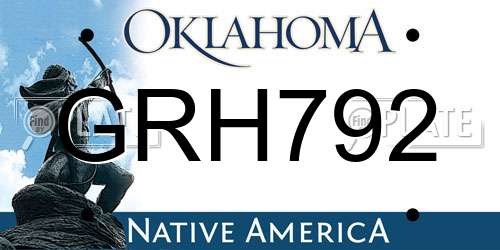GRH792 Oklahoma License Plate