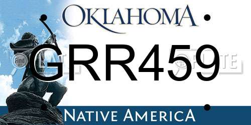 GRR459 Oklahoma License Plate