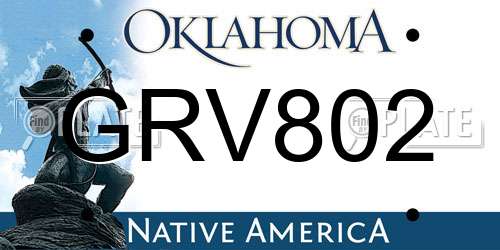 GRV802 Oklahoma License Plate