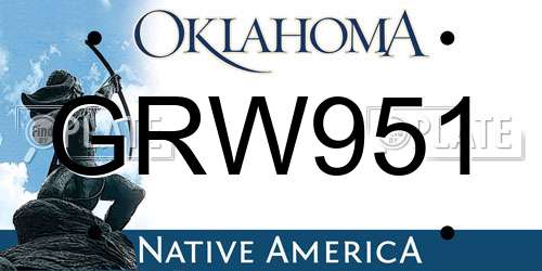 GRW951 Oklahoma License Plate