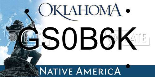 GS0B6K Oklahoma License Plate
