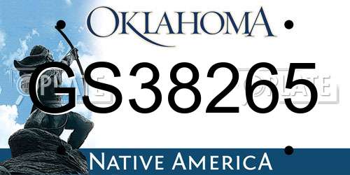 GS38265 Oklahoma License Plate