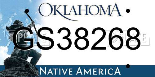 GS38268 Oklahoma License Plate