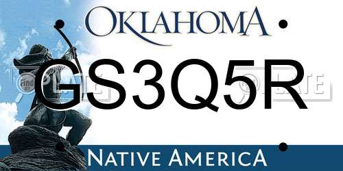 GS3Q5R Oklahoma License Plate