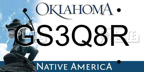 GS3Q8R Oklahoma License Plate