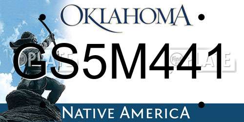 GS5M441 Oklahoma License Plate
