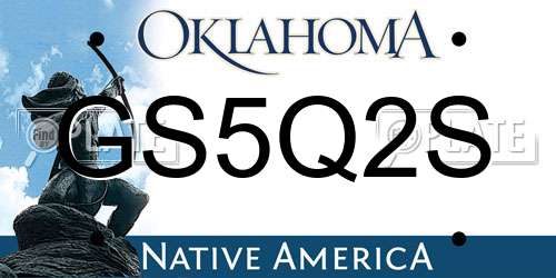 GS5Q2S Oklahoma License Plate