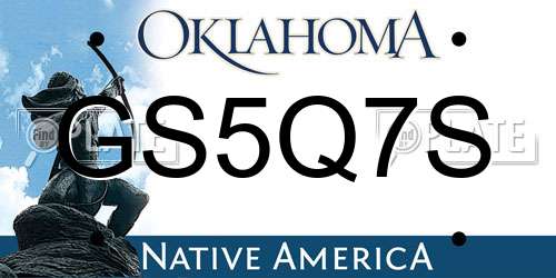 GS5Q7S Oklahoma License Plate