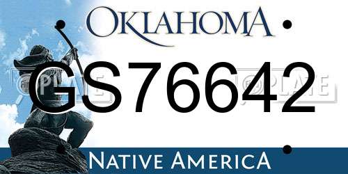 GS76642 Oklahoma License Plate
