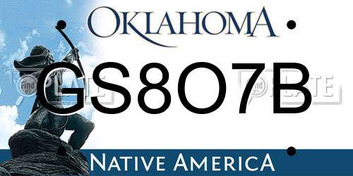 GS8O7B Oklahoma License Plate