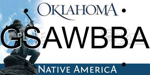 GSAWBBA Oklahoma License Plate