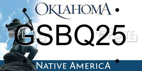 GSBQ25 Oklahoma License Plate