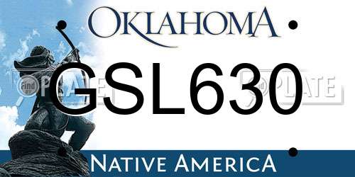 GSL630 Oklahoma License Plate
