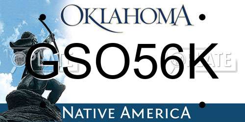 GSO56K Oklahoma License Plate