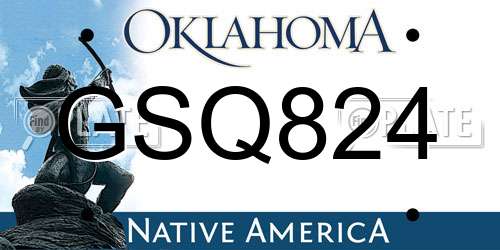 GSQ824 Oklahoma License Plate