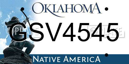GSV4545 Oklahoma License Plate