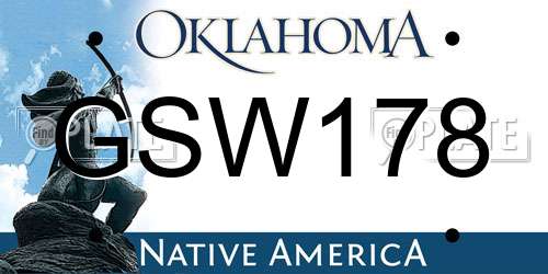 GSW178 Oklahoma License Plate