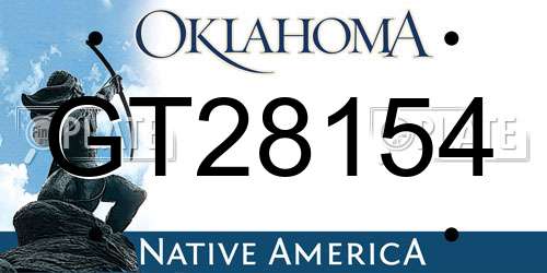 GT28154 Oklahoma License Plate