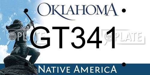 GT341 Oklahoma License Plate