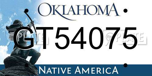 GT54075 Oklahoma License Plate