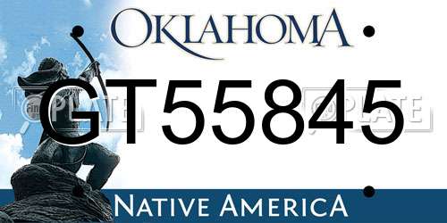 GT55845 Oklahoma License Plate