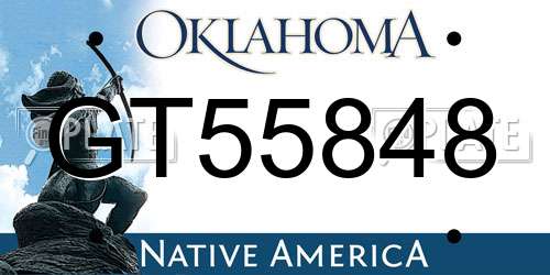 GT55848 Oklahoma License Plate