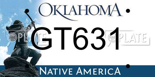 GT631 Oklahoma License Plate