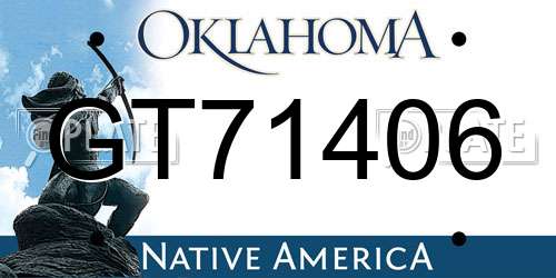 GT71406 Oklahoma License Plate