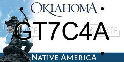 GT7C4A Oklahoma License Plate