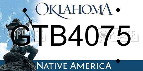 GTB4075 Oklahoma License Plate