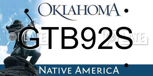 GTB92S Oklahoma License Plate