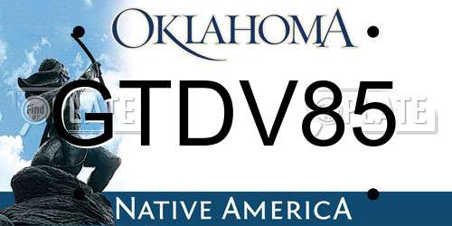 GTDV85 Oklahoma License Plate