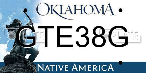 GTE38G Oklahoma License Plate