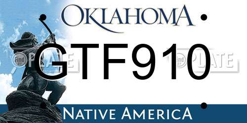 GTF910 Oklahoma License Plate