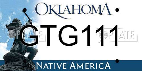 GTG111 Oklahoma License Plate