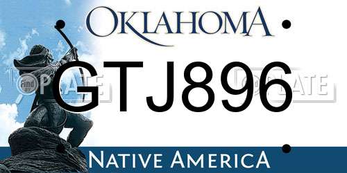 GTJ896 Oklahoma License Plate