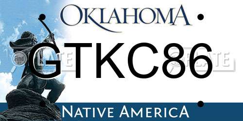 GTKC86 Oklahoma License Plate