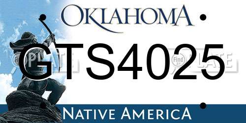 GTS4025 Oklahoma License Plate